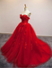 Vestidos de fiesta largos de encaje rojo brillante del vestido de bola largo, vestidos de encargo baratos dulces 16, 18520