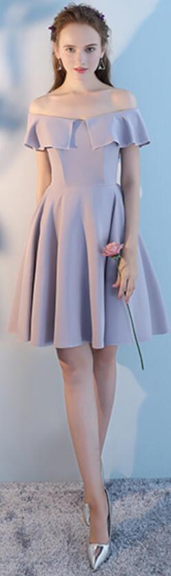 Barato gris corto desajuste simple corto dama de honor vestidos en línea, WG506