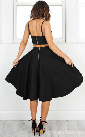 Simple Two Pieces Black Short Homecoming Dresses 2018, CM505