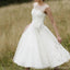 Vestidos de novia cortos baratos con cuello de ilusión simple en línea, WD365
