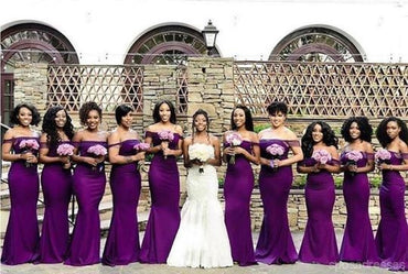 Purple Mermaid Off Shoulder Cheap Long Bridesmaid Dresses,WG1518