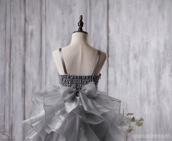 Lentejuela gris oscuro Organza anduvo ajetreado vestidos del tutú de la flor, vestidos de la florista populares baratos, FG053
