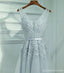 Lindo Encaje Gris Escote en v Corto Regreso a casa vestidos de fiesta, Vestidos Asequibles Corsé de nuevo de Fiesta Corto vestidos de fiesta, Vestidos Perfectos Vestidos de Regreso a casa, CM247