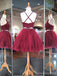 Sexy Burgundy Lace Beaded Cheap Short Homecoming Dresses Online, CM595