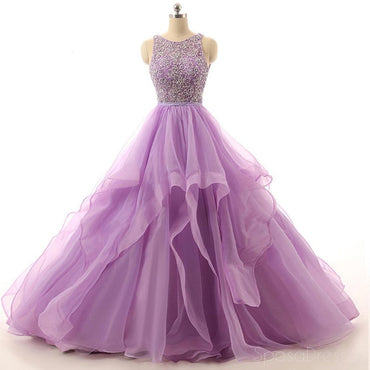 Lilac Organza Illusion A-line Cheap Evening Prom Dresses, Sweet 16 Dresses, 17492