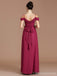 Chiffon Dark Red Spaghetti Straps Long Cheap Bridesmaid Dresses Online, WG676