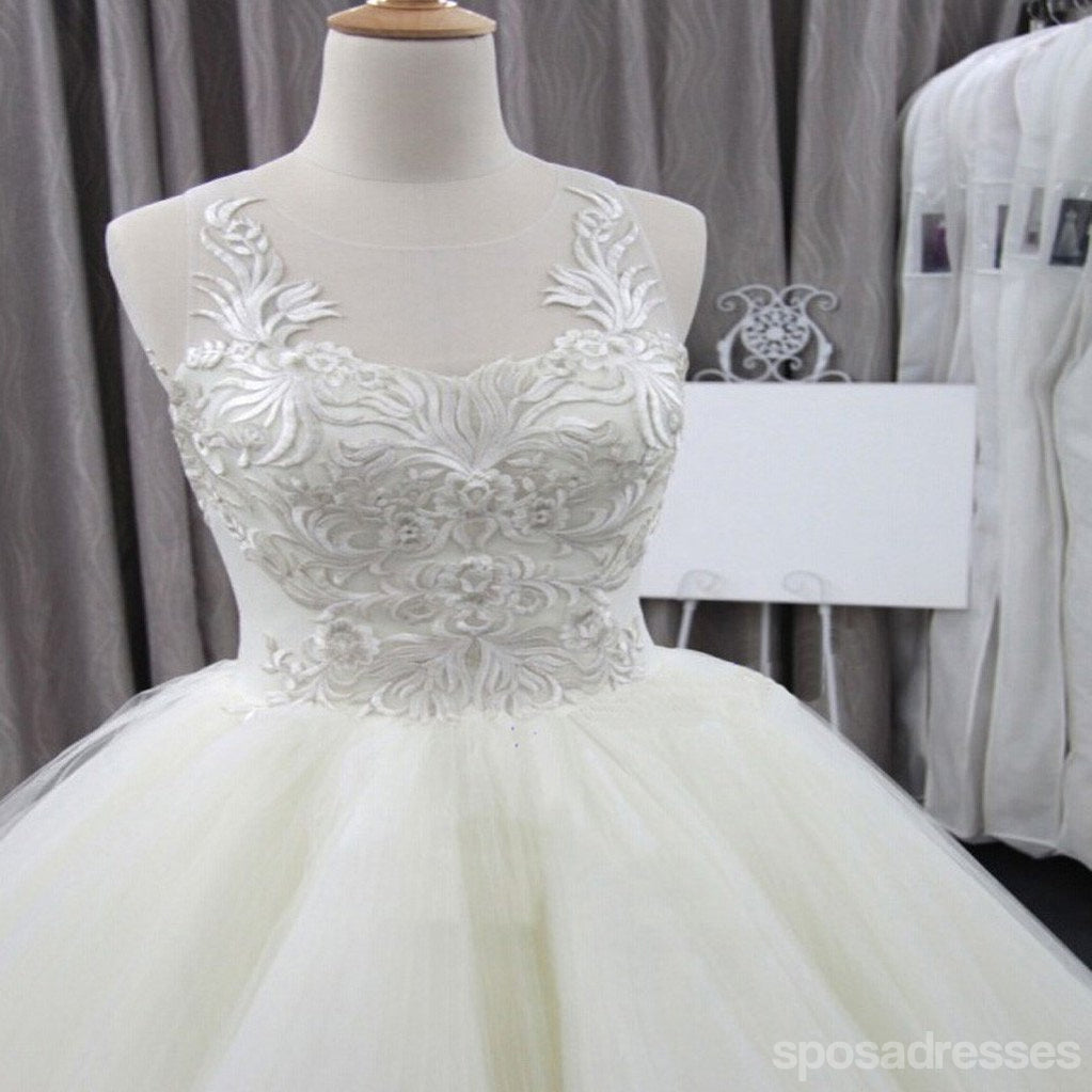 Cordón de la ventaja trajes de novia del tul del marfil del diseño únicos, vestido nupcial magnífico, WD0074