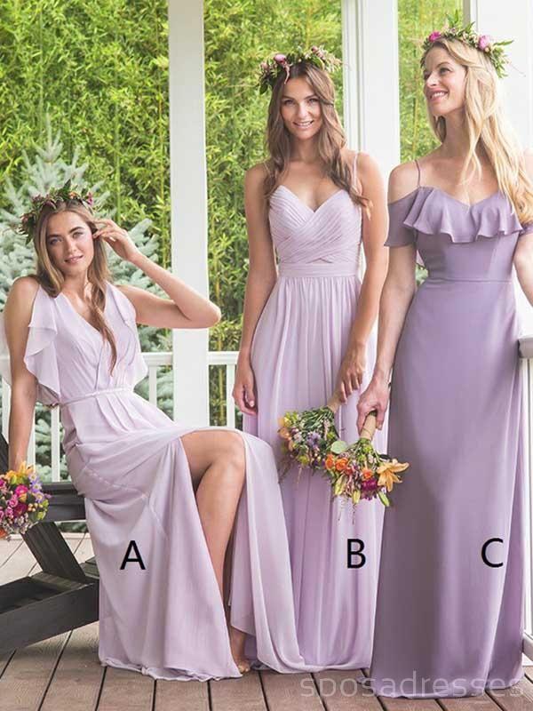 Lila Chiffon Vestidos De Dama De Honor De Larga Duración En Línea, WG296