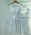 Cute Gray Lace v Neckline Short Homecoming Prom Dresses, Affordable Corset Back Short Party Prom Dresses, Perfect Homecoming Dresses, CM247