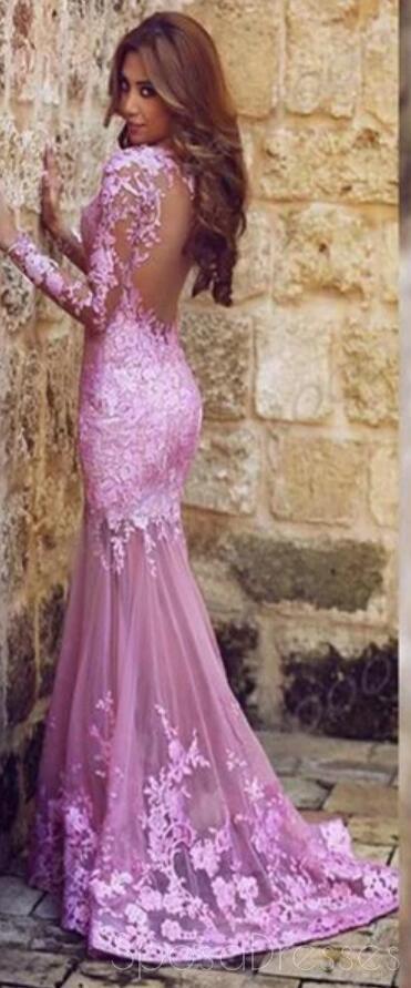 Vestidos largos del baile de fin de curso del partido del cordón de la sirena de la lila de la manga, vestidos largos baratos del baile de fin de curso, PD1702