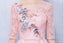 Vestidos de fiesta baratos de manga larga de encaje rosa alto bajo en línea, CM695