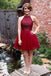 Halter Burgundy Beaded Cheap Short Homecoming Dresses Online, CM603