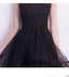 Vestidos de fiesta de encaje negros con mangas altas y bajas en línea, vestidos de fiesta cortos baratos, CM800