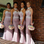 Hermoso diseño único sexy sirena Hlater elegante largo barato boda vestidos de dama de honor, WG87