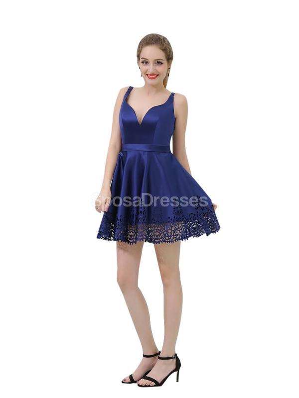 Dos correas Royal Blue Simple Vestidos de regreso a casa baratos en línea, Vestidos de baile cortos baratos, CM809
