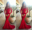 Rojo de Manga Larga de Encaje de Sirena vestidos de fiesta, Vestidos de manga Larga de Noche, Vestidos de Fiesta, 17008