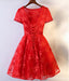 2017 Vestidos de baile de bienvenida de línea roja de encaje corto de manga corta, Vestidos de baile de corsé asequibles de espalda corta, Vestidos de bienvenida perfectas, CM249