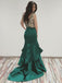 Escote en V Esmeralda Verde Sirena Vestidos largos de baile de noche, Barato Sweet 16 Vestidos, 18338