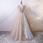 Tulle V Neck Long Ball Gown Evening Prom Dresses, Cheap Custom Sweet 16 Dresses, 18499