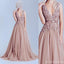 Profundo Escote en V de Encaje vestidos de fiesta, Vestidos rosa empolvado Vestido de fiesta Una línea de Noche, vestidos de fiesta, Vestidos 17009