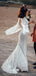 Vestidos de novia largos sin espalda sexy de manga larga sirena en línea, vestidos de novia baratos, WD538