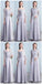 Vestidos de dama de honor largos baratos de encaje gris mangas largas en línea, WG502