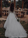 Mangas largas ven a través de alinean trajes de novia largos vestidos nupciales en línea, baratos, WD536