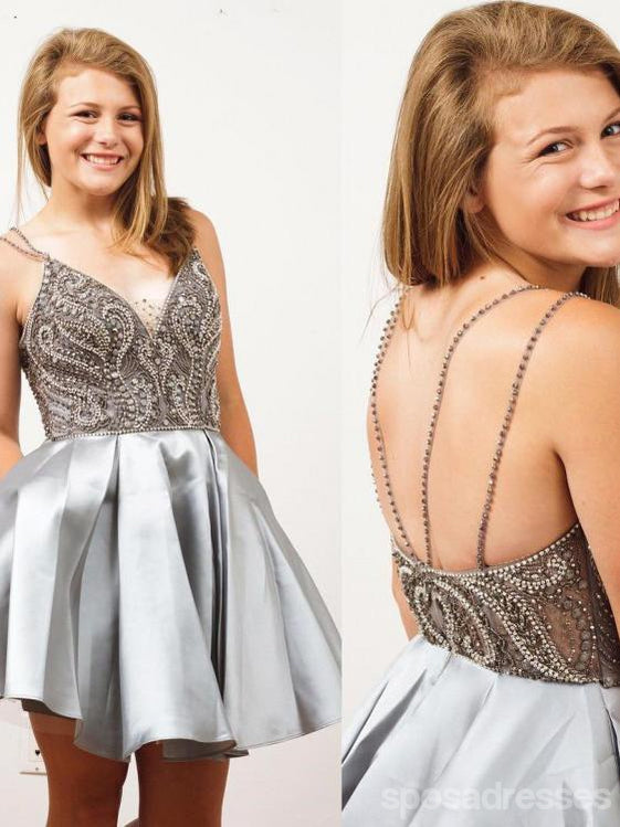 Spahgetti Straps Heavily Beaded Rhinestone Short Homecoming Dresses Online, CM607