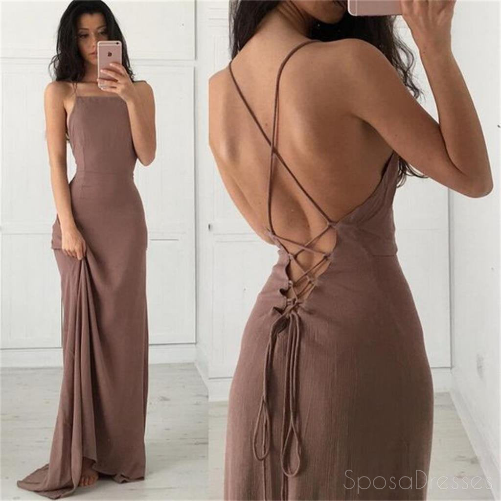 Simple, sensual y personalizado vestido de noche de banda marrón barato, pd0154.
