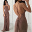 Simple, sensual y personalizado vestido de noche de banda marrón barato, pd0154.