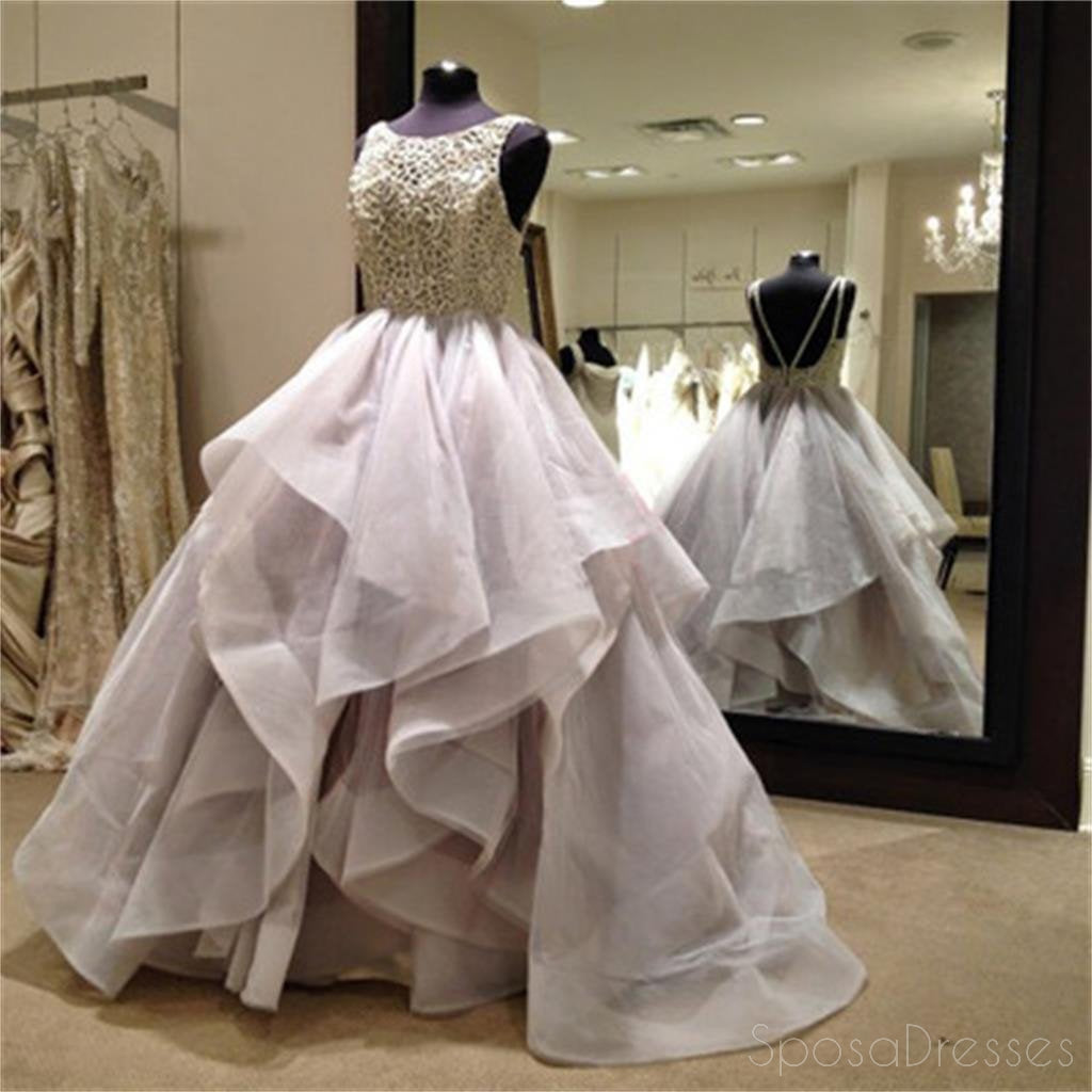 Largo Esponjoso vestidos de fiesta, Vestidos de Organza Vestido de Novia, sin Respaldo Vestidos de fiesta, Vestido de Bola, WD0125