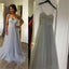Hoteles de Correas Espaguetis Gris con Cuentas vestidos de fiesta, Vestidos Baratos de Tul Vestidos de Baile,PD0166