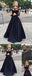Vestido de fiesta largo, vestido de fiesta negro, vestido de fiesta con encaje, vestido de fiesta elegante de manga larga, PD0045