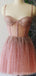 Flejes Rhinestone Ver A Través De Polvorientos Vestidos De Homecoming Rosa En Línea, Vestidos De Graduación Cortos Baratos, CM819