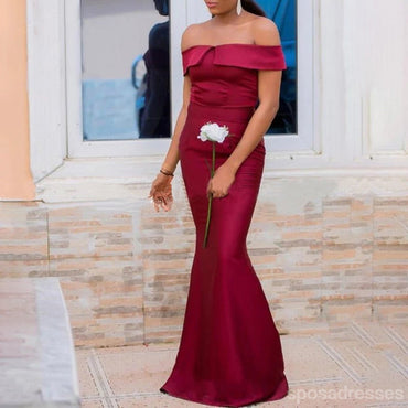 Red Mermaid Off Shoulder Cheap Long Bridesmaid Dresses Online,WG1215