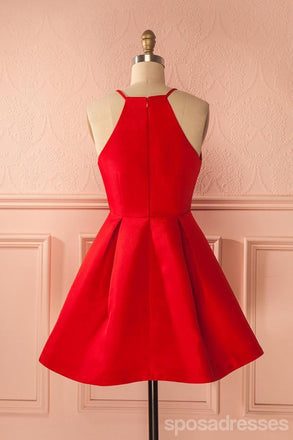 Cabestro vestidos de regreso cortos rojo vivo bajo 100, CM386
