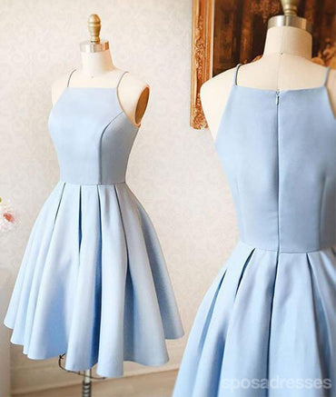 Correas espaguetis celestes simples Vestidos cortos de regreso a casa de menos de 100 años, CM387