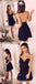 Backless Sexy Correas de Espagueti Negro Corto Vestidos de Regreso a casa por Debajo de 100, CM383