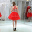 Halter dos piezas rojo Rhinestone barato Homecoming vestidos en línea, baratos vestidos cortos de fiesta, CM805