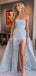 Blue Strapless Side Sexy Sexy Blue Long Evening Prom Dresses, Evening Party Prom Dresses, 12245