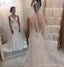 Vestidos de novia baratos con cuello en V sin espalda de sirena de encaje baratos, vestidos de novia baratos, WD530