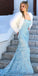 Sirena azul clara sin espalda atractiva vestidos de la fiesta de promoción de la tarde largos, vestidos de la fiesta de promoción del partido de la tarde, 12167