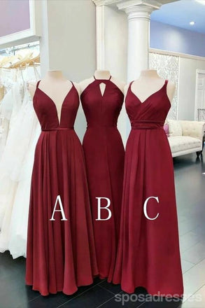 Mismatched Burgundy Long A-line Bridesmaid Dresses Gown Online,WG1091