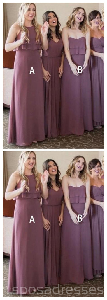 Polvo de color Púrpura que no coinciden Gasa Barato Vestidos de Dama de honor en Línea, WG268