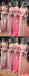 Vestidos de dama de honor baratos y sexy de sirena larga mal combinados en línea, WG572