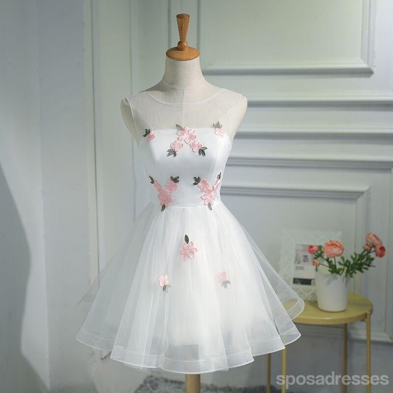 Simple Lace Applique Tulle Cheap Short Homecoming Dresses Online, CM667