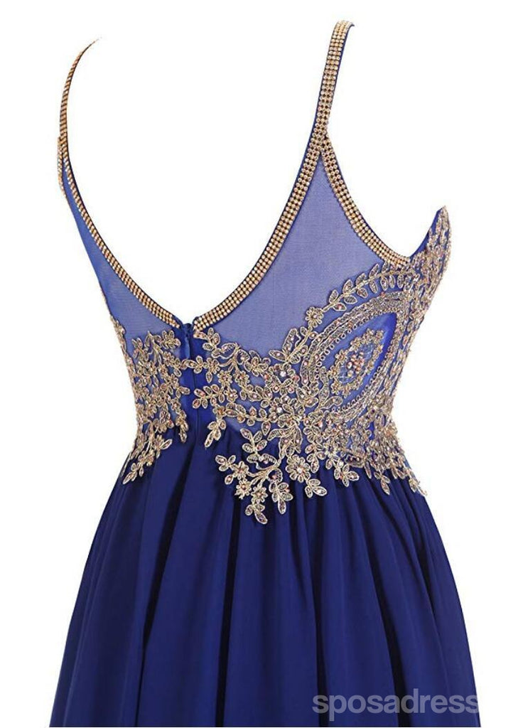 Halter Gold Lace Beaded Chiffon Short Cheap Homecoming Dresses Online, CM730