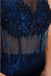 Vestidos de fiesta largos con escote redondo sin espalda con cuentas azul marino sexy, vestidos de fiesta de noche, 12131