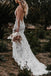 Sexy Backless V neck Handmade Flower Mermaid Wedding Dresses,WD732