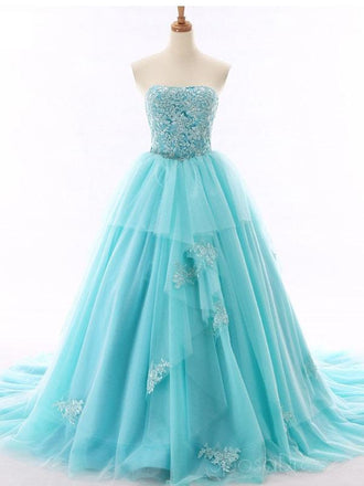 Tiffany Blue A-line Lace Cheap Long Evening Prom Dresses, Cheap Custom Sweet 16 Dresses, 18516